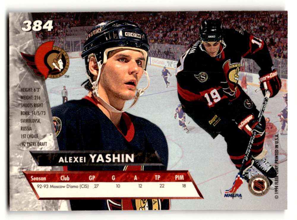 Amazon.com: 1993 Ultra #384 Alexei Yashin Ottawa Senators Hockey